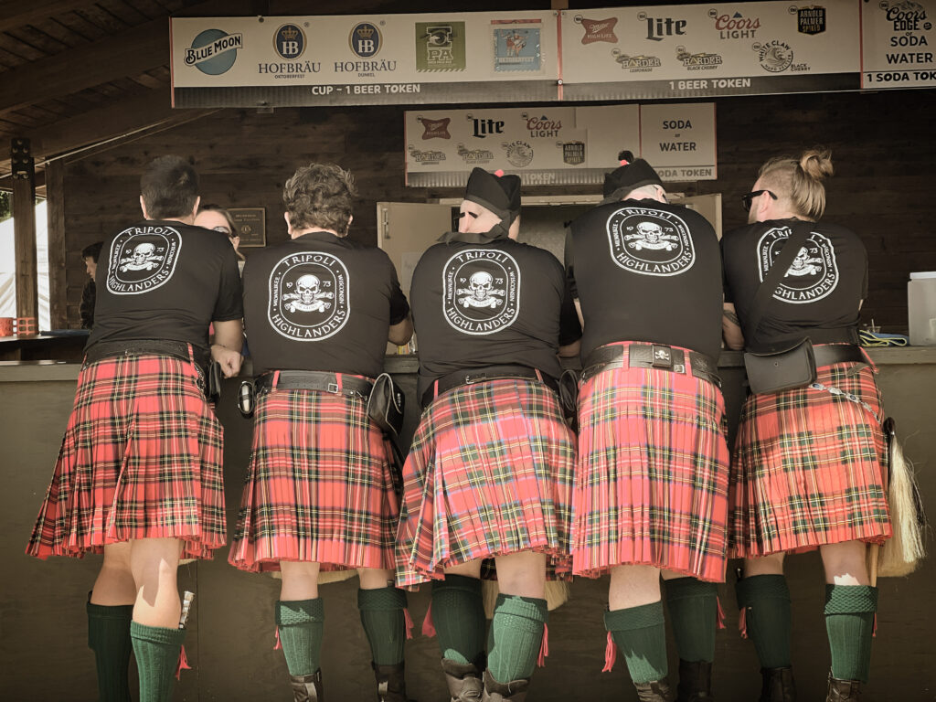 Tripoli Scottish Highlanders performing with bagpipes
